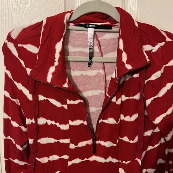 Kensie Athleisure Red and White Long Sleeve Dress - Picture 3 of 7